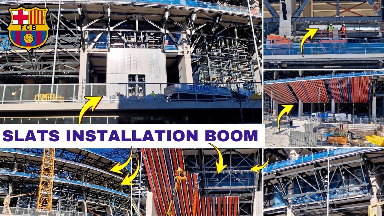 Camp Nou Construction Update: MASSIVE Slat Installation, Concrete Pouring & Compression Ring