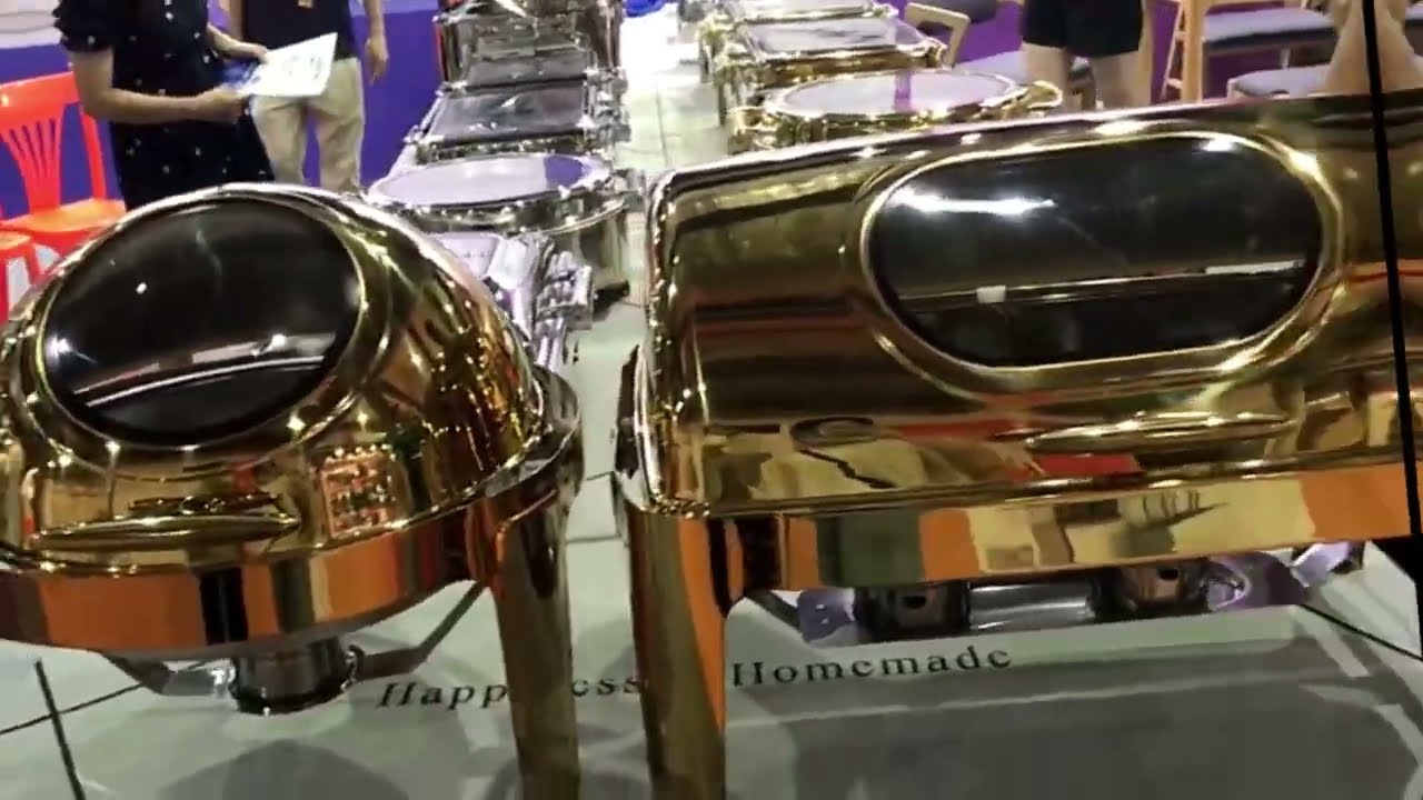 Chafing Dishes Gold Party Buffet Serve Rolling Cover Stainless Steel Food Warmers