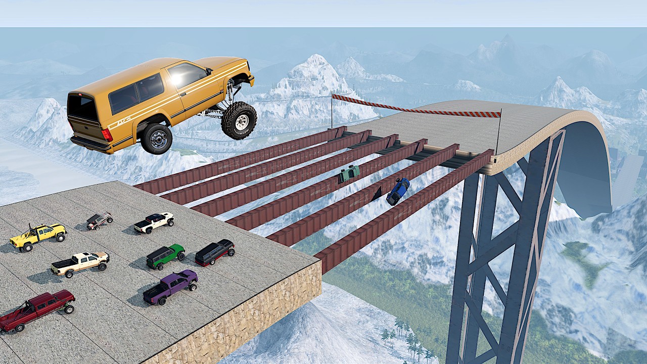 Soapbox race with squatted trucks