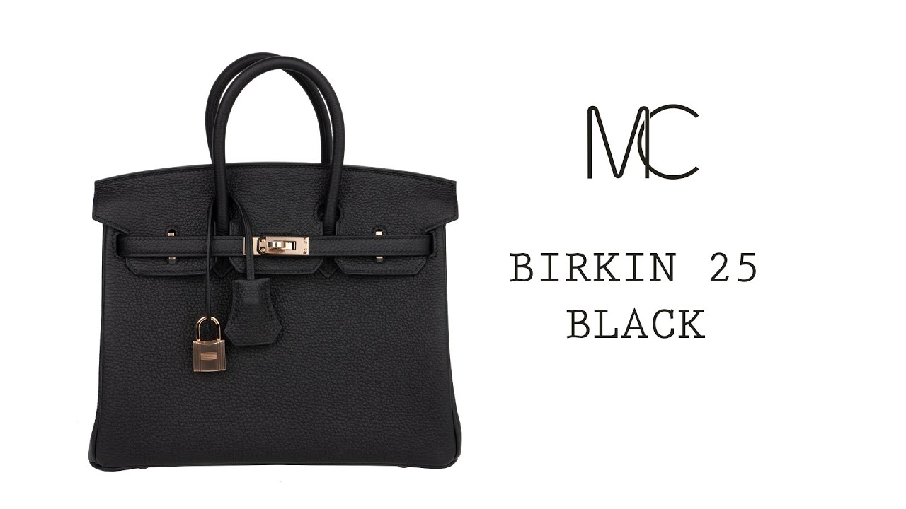 Hermes Birkin 25 Bag Black Rose Gold Hardware Togo Leather • MIGHTYCHIC •