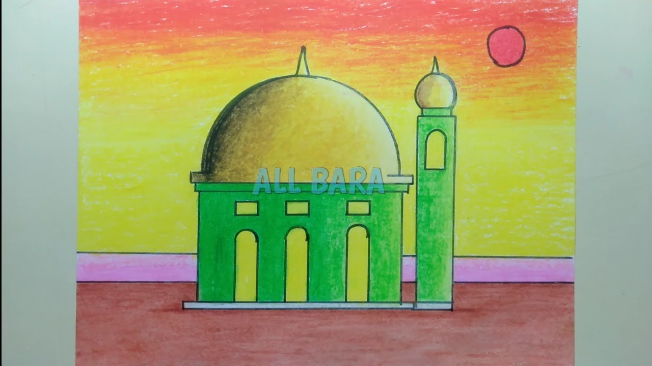 Cara menggambar masjid untuk pemula