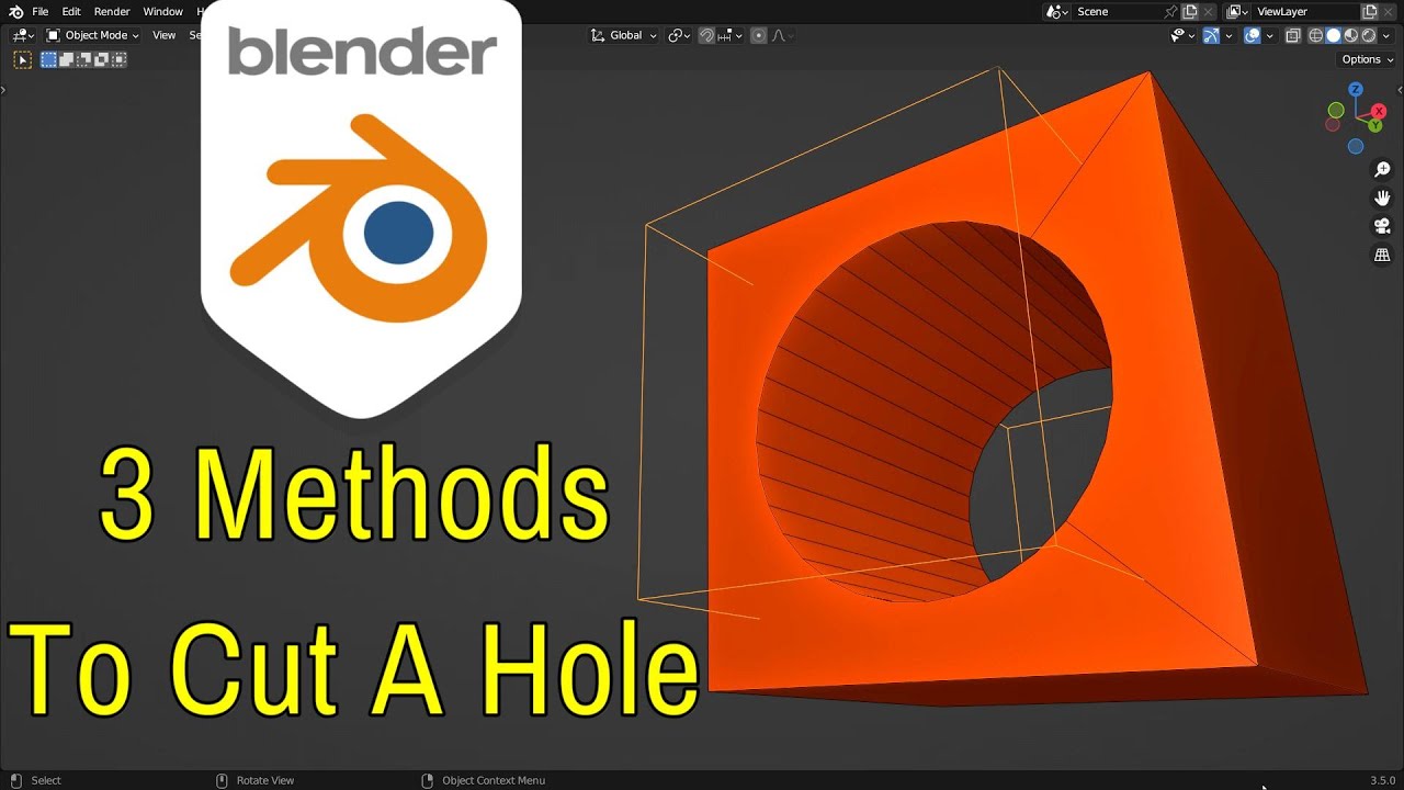 Как вырезать отверстие в объекте | Урок по Blender 3.5