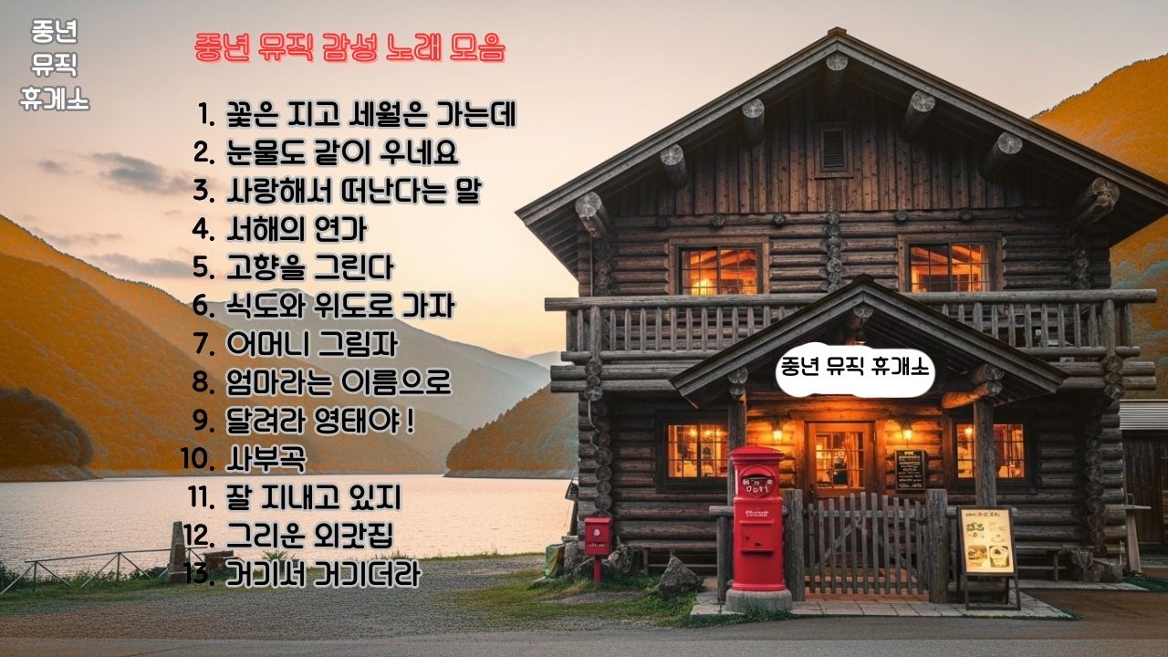 중년 뮤직 감성노래 모음  #눈물나고, 보고싶고, 그리운 마음을 달래 볼 수 있는 감성 노래