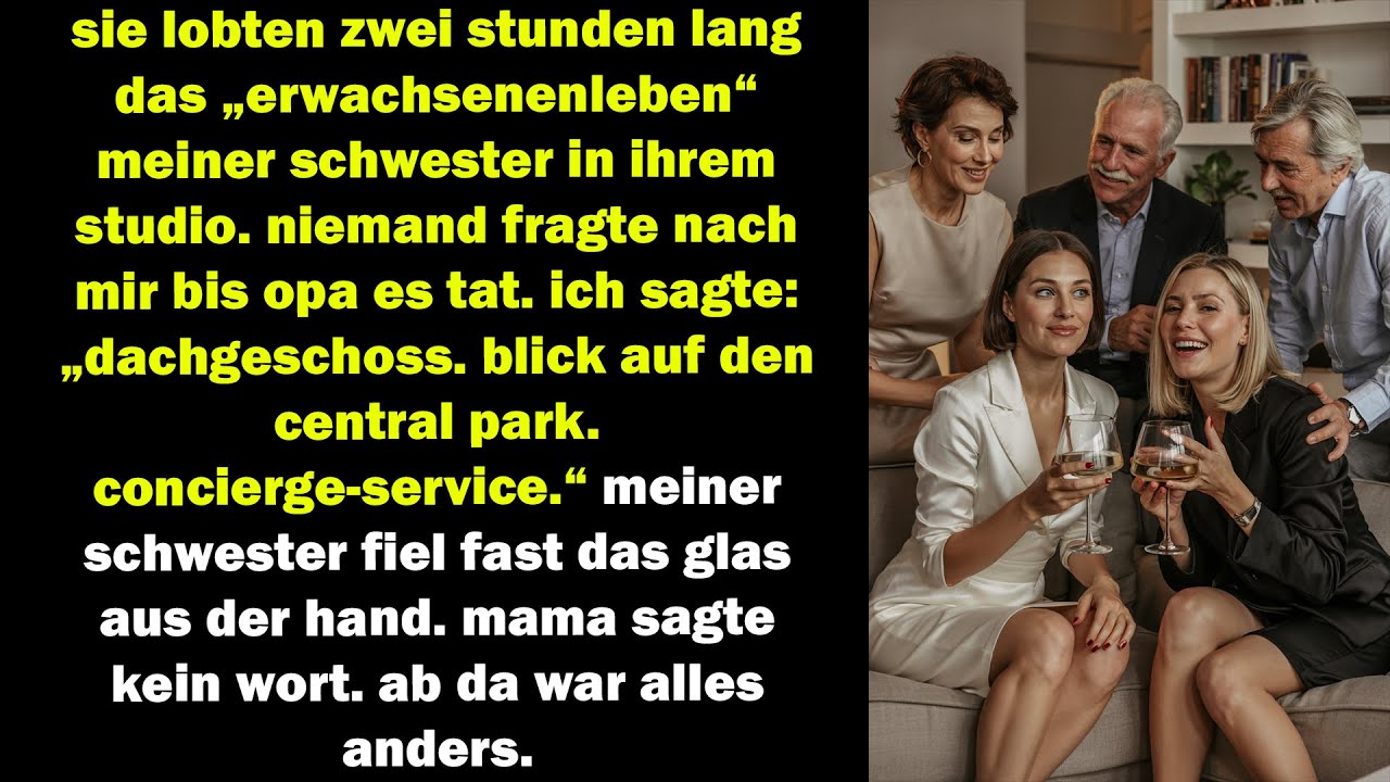 alle lobten das studio meiner schwester – bis opa mich fragte. meine antwort veränderte alles.