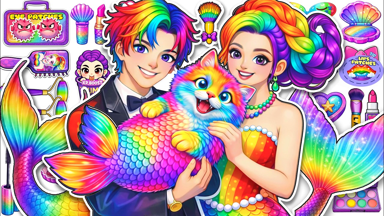 🌸Paper DIY🌸KPOP DEMON HUNTERS Rumi x Jinu Rainbow Colorful Skincare +Makeup+Blind Bag Unboxing! ASMR