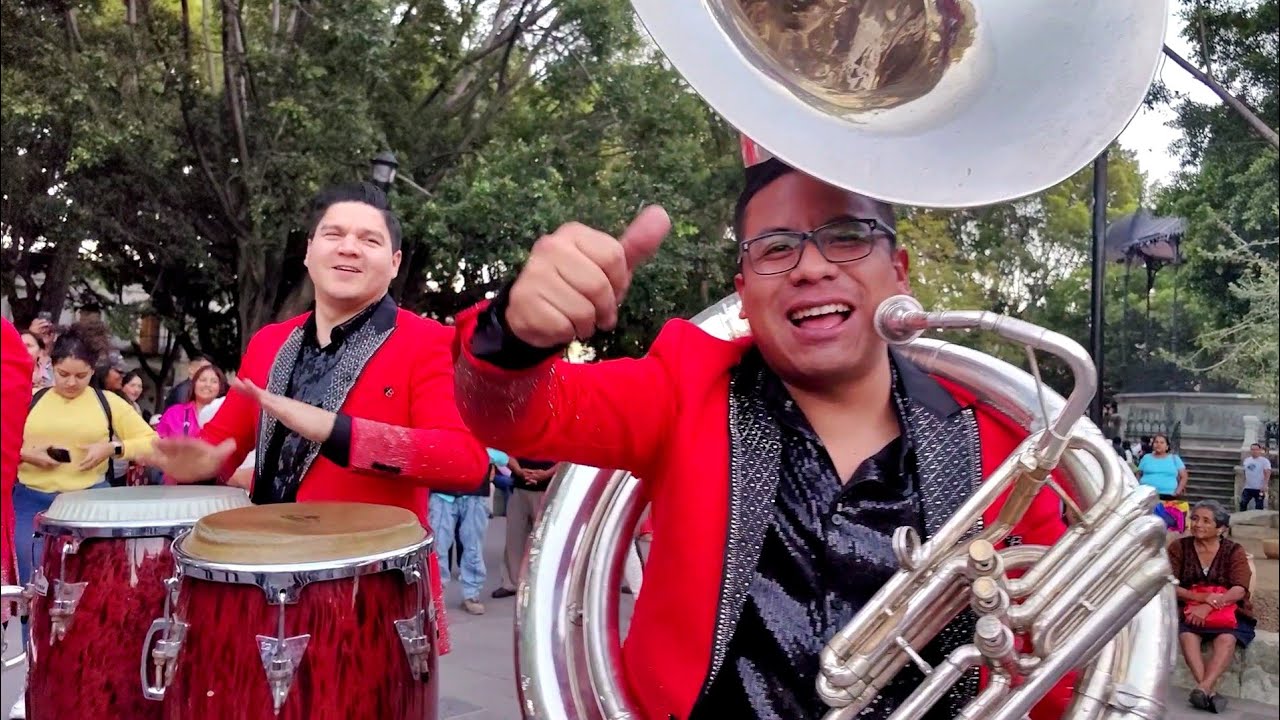 Banda La Indicada en Zócalo de Oaxaca Tocan Popurrí a Viento