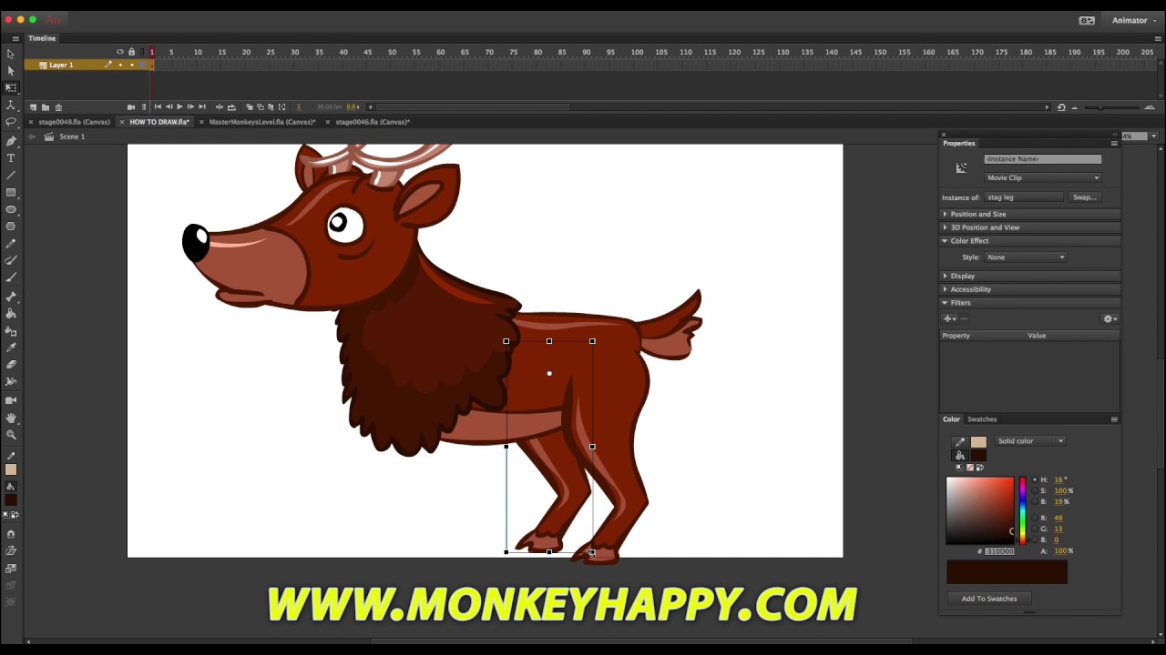 How to Draw and Animate in Adobe Animate CC - A Deer / Stag