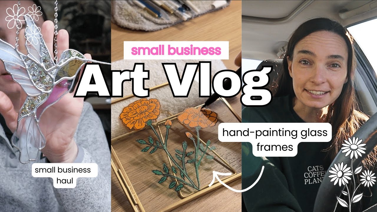 SMALL BUSINESS ART VLOG ✨ painting glass frames ✨ packing orders ✨ small business haul