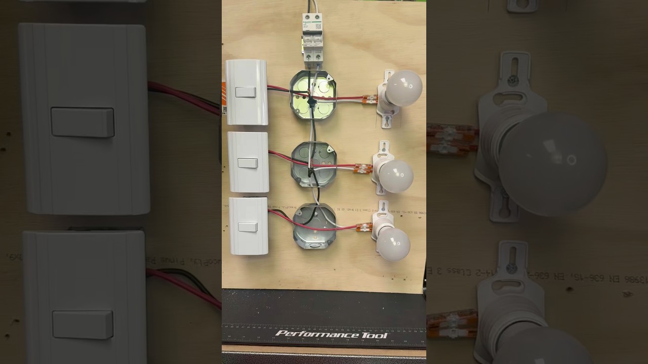 C&oacute;mo cablear 3 interruptores a l&aacute;mparas independientes #electricidad #electricista #instalaciones