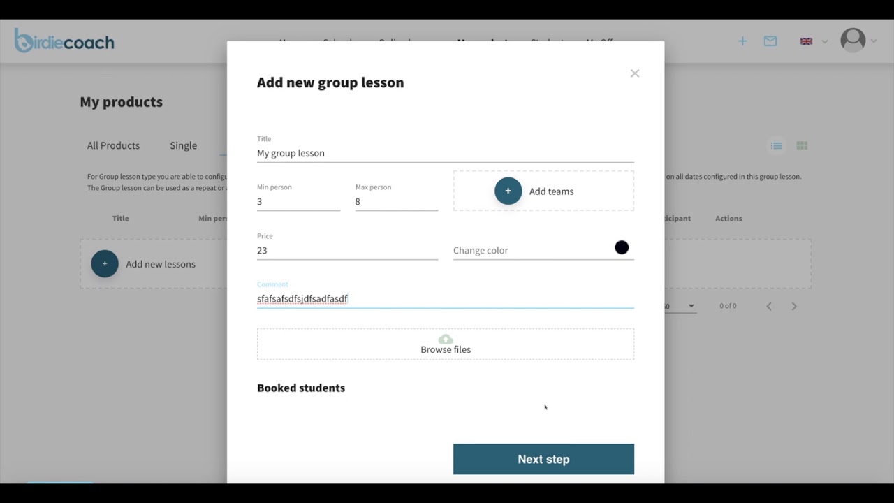 How do I set up my products in birdiecoach.com