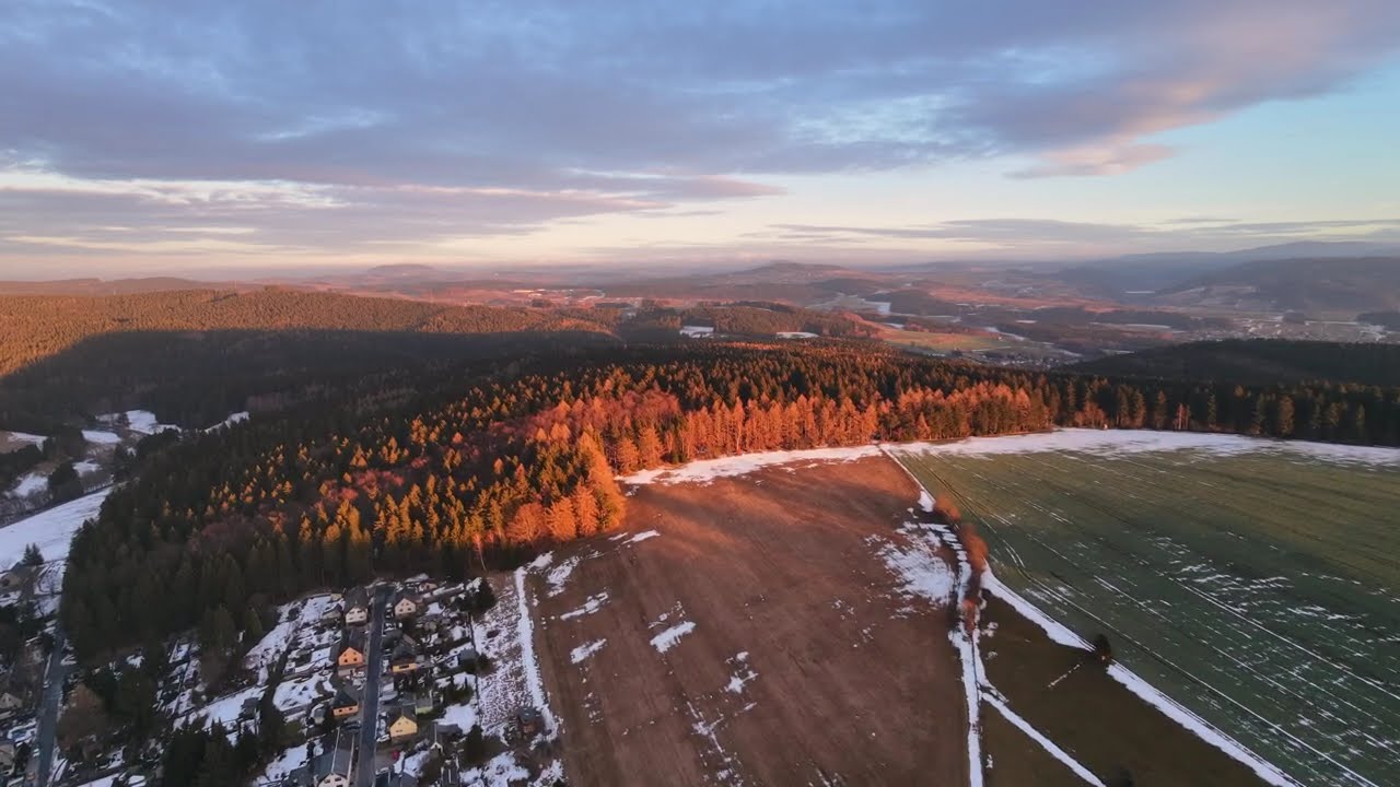 Luftaufnahmen: Grünhain, Beierfeld, Spiegelwald bis Waschleithe im Winter