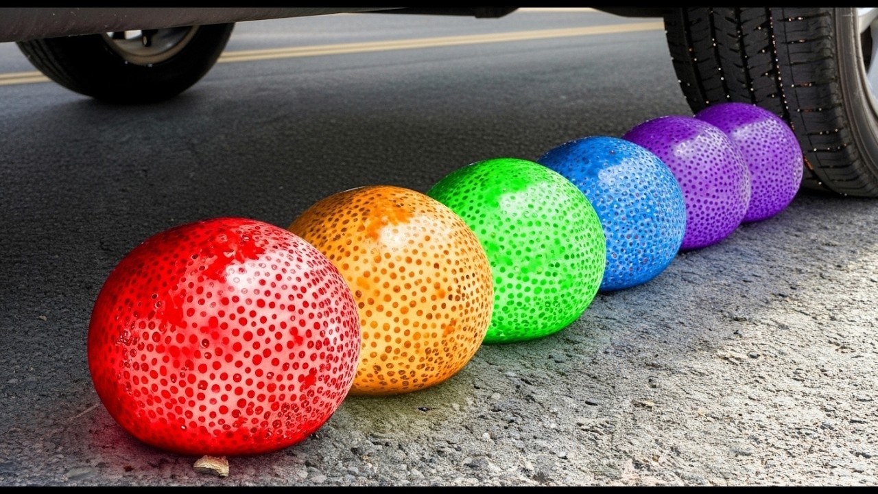 Crushing Experiments Video! &Car vs Crunchy Color Giant Toothpaste Balloons & Soft Things By Car 2