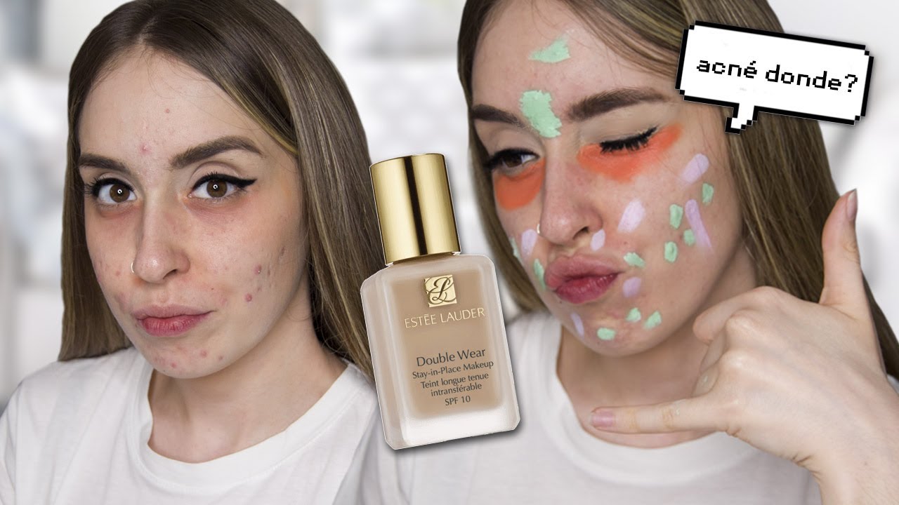 COMO CUBRIR EL ACNÉ Y MANCHAS CON MAQUILLAJE | Maquillaje para piel grasa ♥