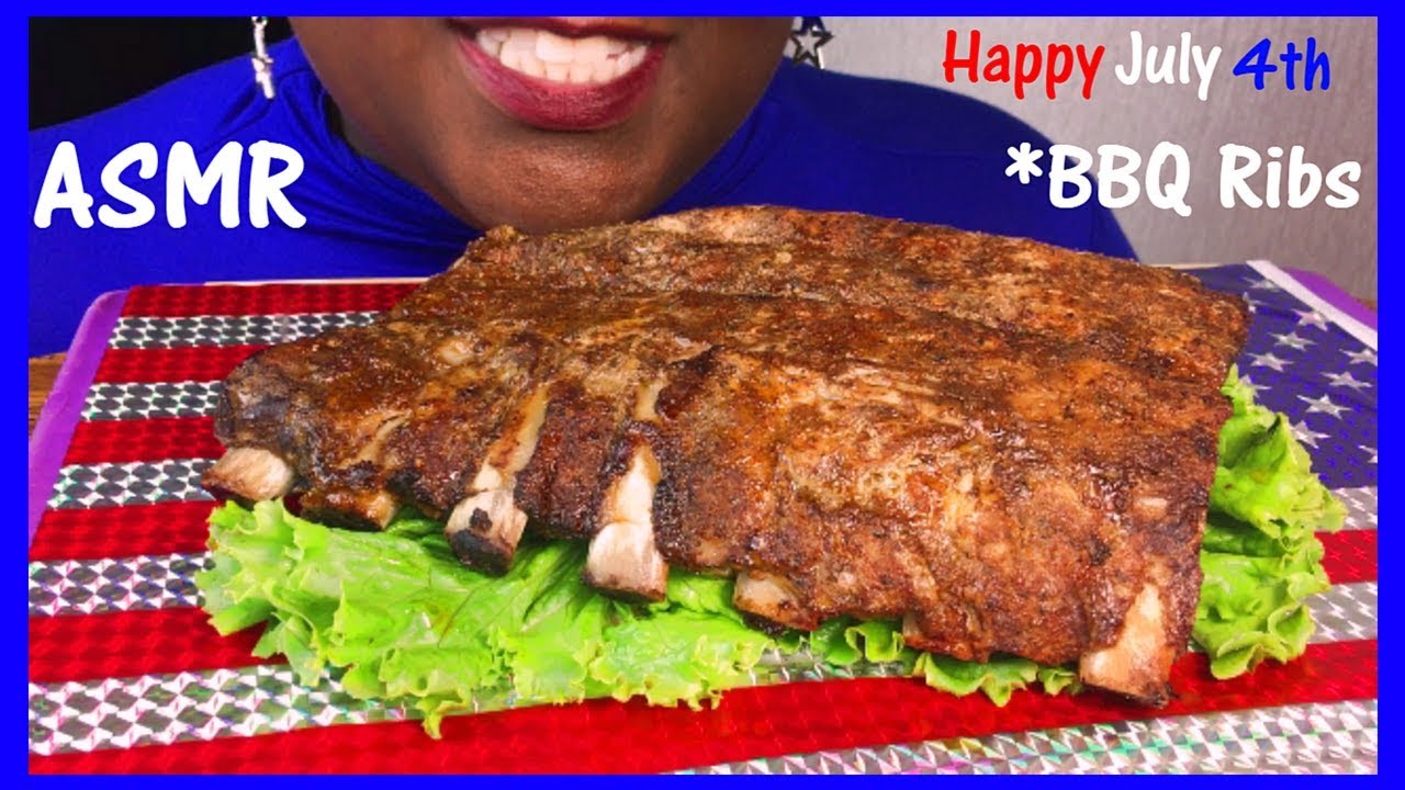 ASMR July 4th 🇺🇸 BBQ Ribs SAVAGE EATING Sounds No Talking