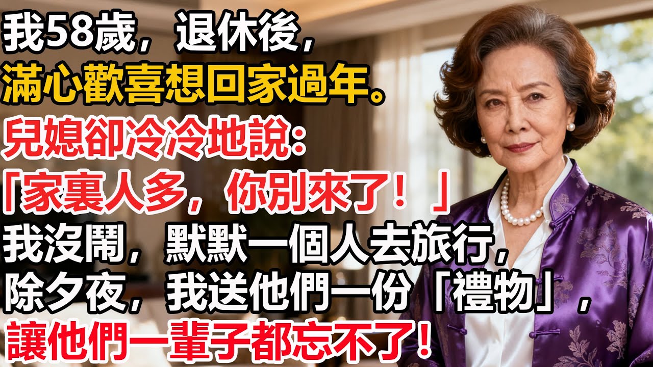 【我58歲】退休後，滿心歡喜想回家過年。兒媳卻冷冷地說：「家裏人多，你別來了！」我沒鬧，默默一個人去旅行，除夕夜，我送他們一份「禮物」，讓他們一輩子都忘不了！