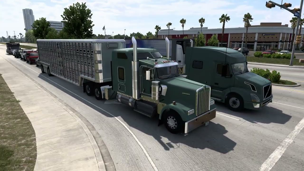 American Truck Simulator llevando cerditos a Victoria con un KENWORTH _ jugando_ló