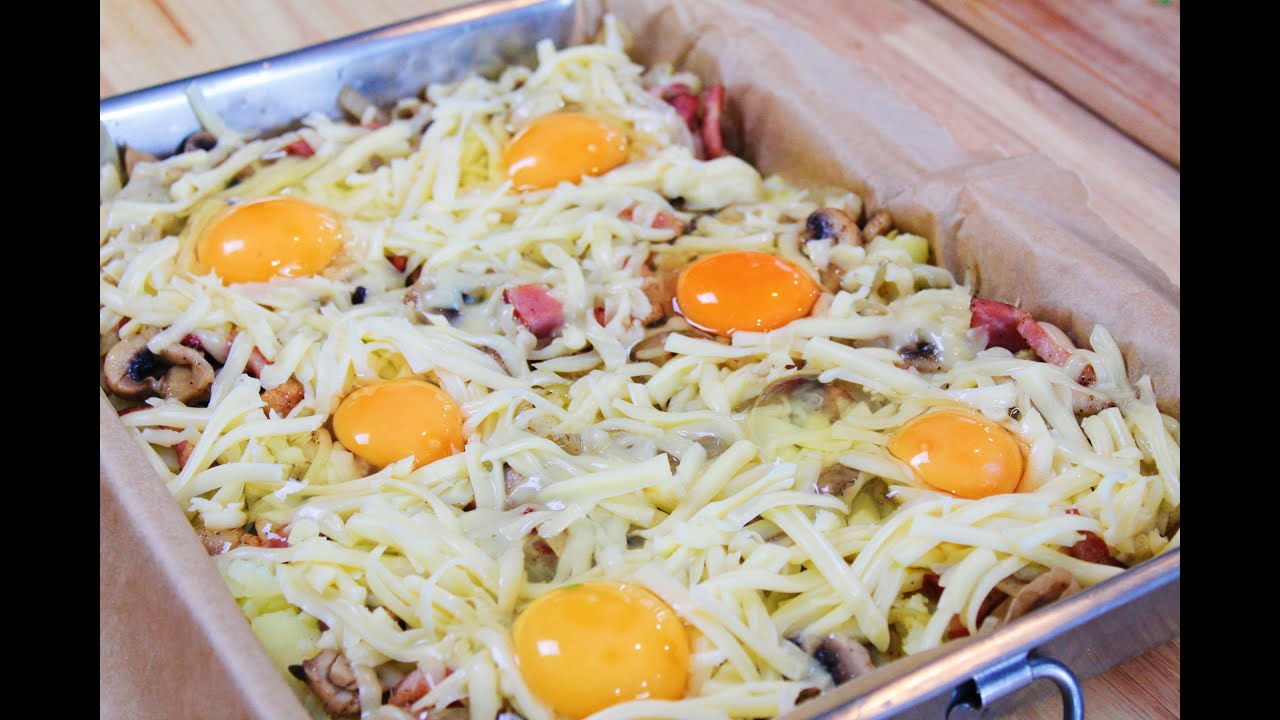 Swojska blacha ziemniaki zapiekane z jajkiem niebo w gębie