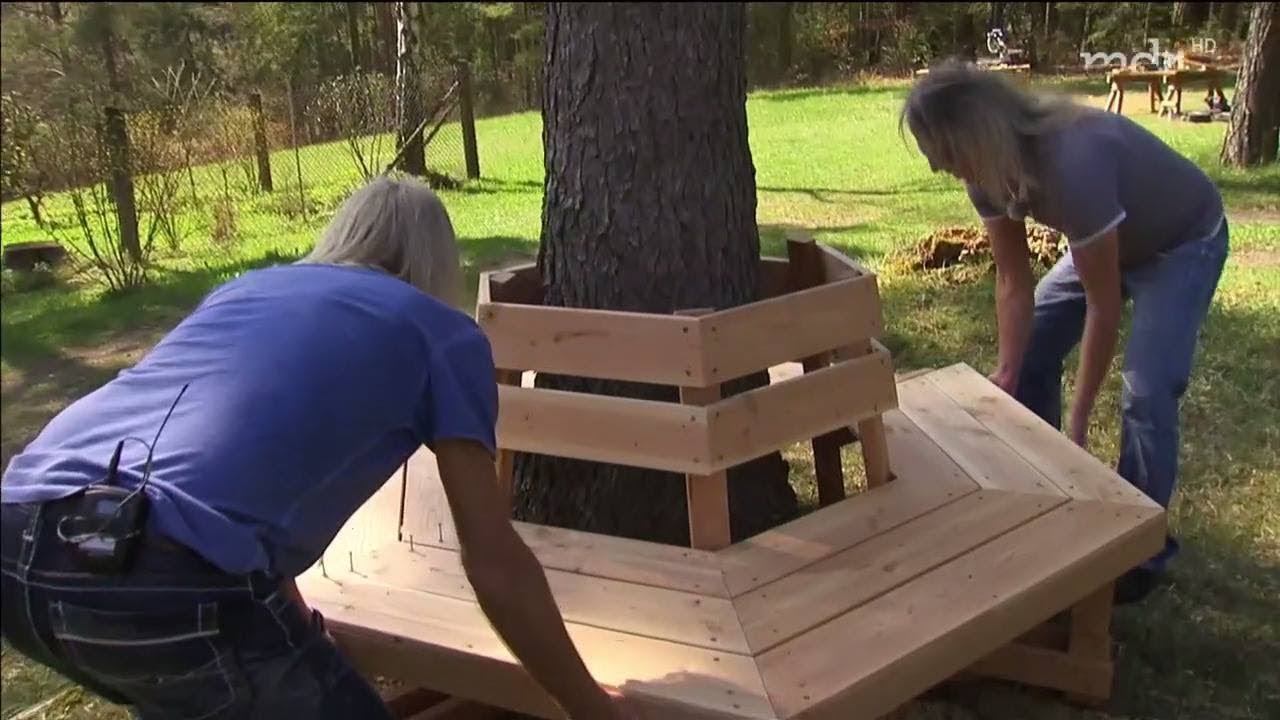 Eine Bank unter einem Baum selberbauen | MDR Garten