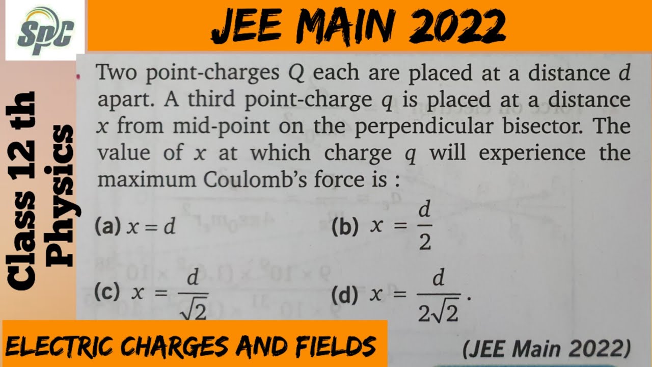 Two point charges Q each are placed at a distance d apart . A third point charge q is placed at a