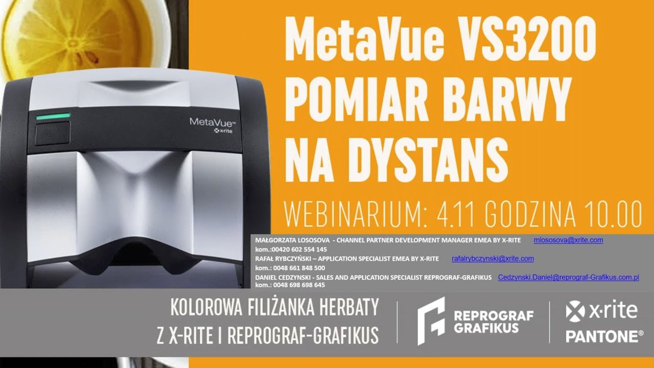 &bdquo;Kolorowa filiżanka herbaty&rdquo;: Webinarium Nr 3: MetaVue VS3200 - Pomiar barwy na dystans