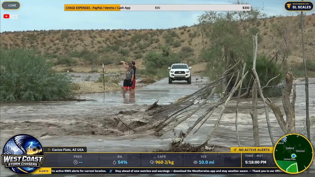 Stockton Wash Flash Flood Intercept - Near Safford, AZ (9/3/26) - Live Chase Archive