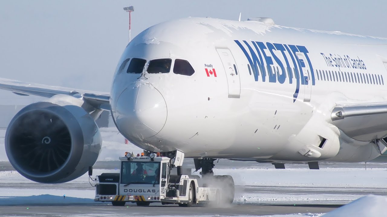 (4k) Close-Up Winter Plane Spotting at Calgary International Airport