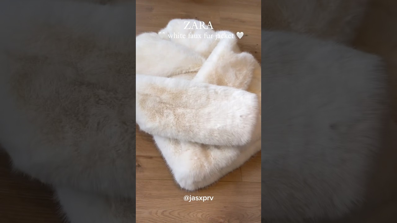 White faux fur jacket from ​⁠​⁠​⁠@zara 🫶🏼