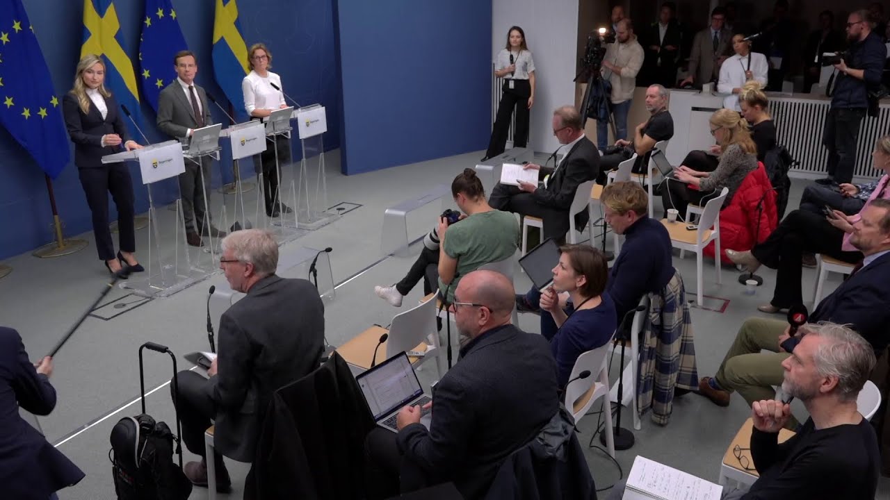 Pressträff med statsminister Ulf Kristersson och energi- och näringsminister Ebba Busch
