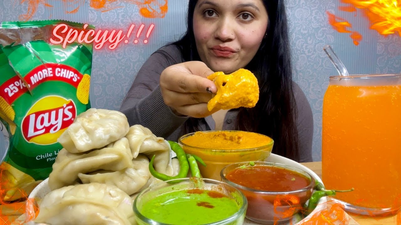 MOMO EATING CHALLENGE with Spicy Chutney|EATING SHOW |ASMR |INDIAN STREET FOOD |MUKBANG #asmreating