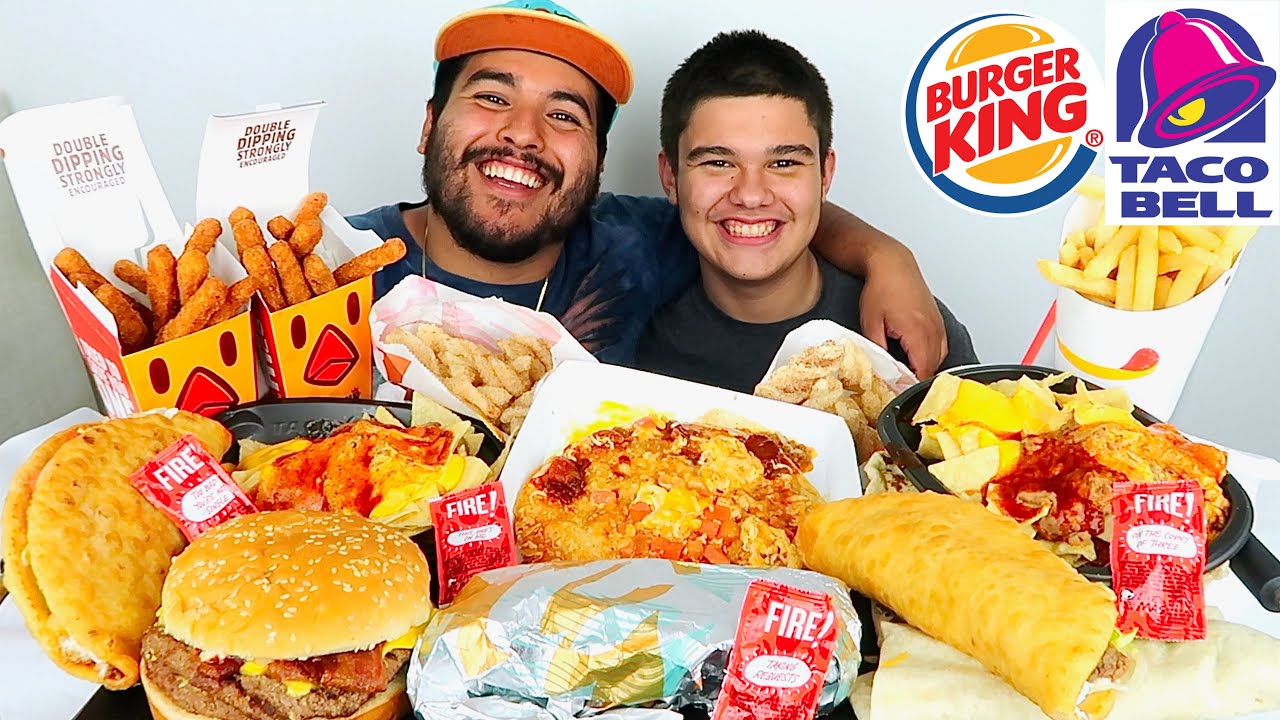 My First Collab With My Little Brother (Taco Bell & Burger King) • MUKBANG