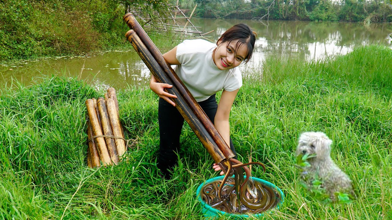 Trap Setting Process - Harvesting EEL, CRAB go to Market Sell - Cooking - Care Rabbit | Country Life