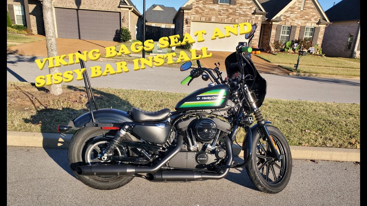 Harley Davidson Sportster Viking Bags Iron Born Sissy Bar and Seat Install