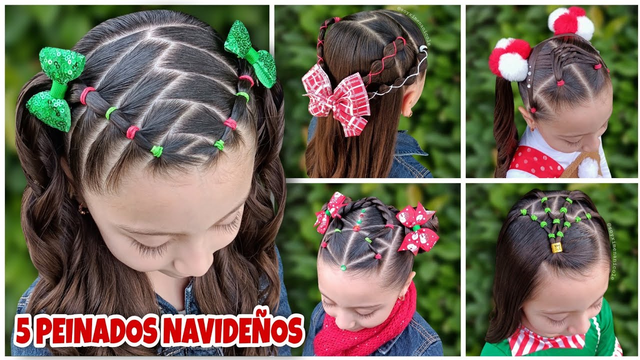 5 IDEAS DE PEINADOS NAVIDEÑOS 🎄✨ FÁCILES, RÁPIDOS & BONITOS 🎅