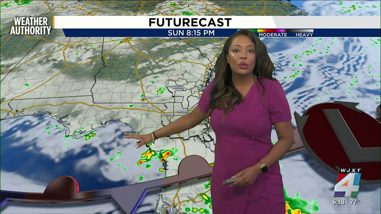 Meteorologist Jenese Harris predicts more isolated rain Sunday, Labor Day morning; plus tropics