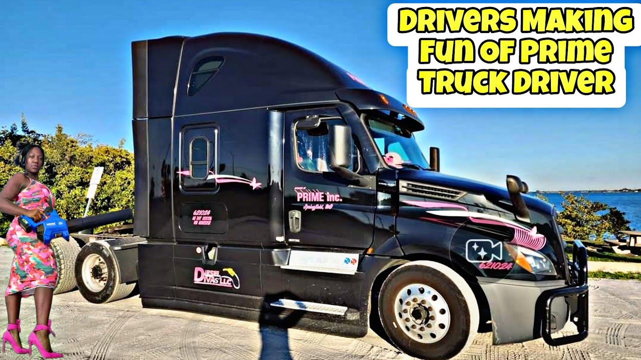 Drivers Making Fun Of Truck Driver For Cleaning Trailer In Dress & High Heels At Truck Stop
