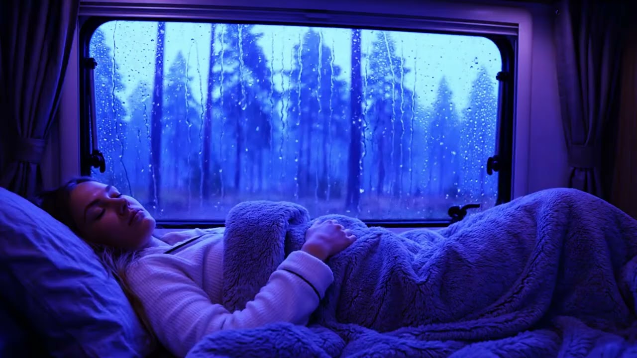 Heavy Rainstorm Blanketing the Van While Thunder Helps Ease You Into Deep Sleep