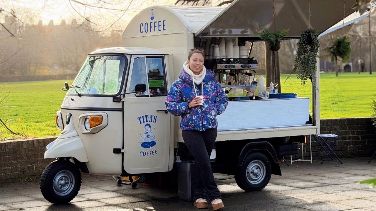 How to Start a Coffee Shop | Barista London Girl Van Cafe Truck Working Journey DIY Silent Vlog 4K