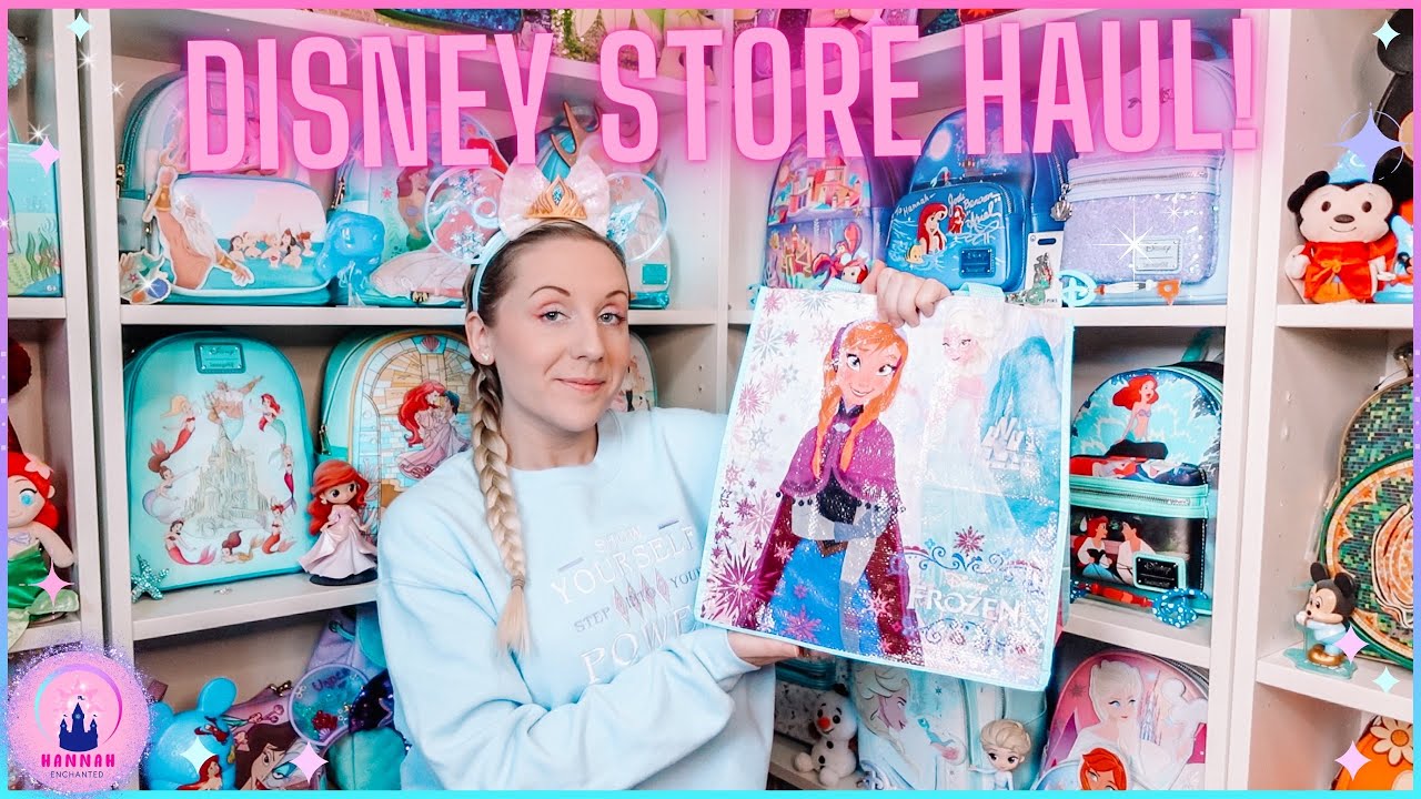 Disney Store Haul Vlog Frozen 10th Elsa Hoodie Plushie Disney 100 Star Wars Loungefly Bag Mug Pin
