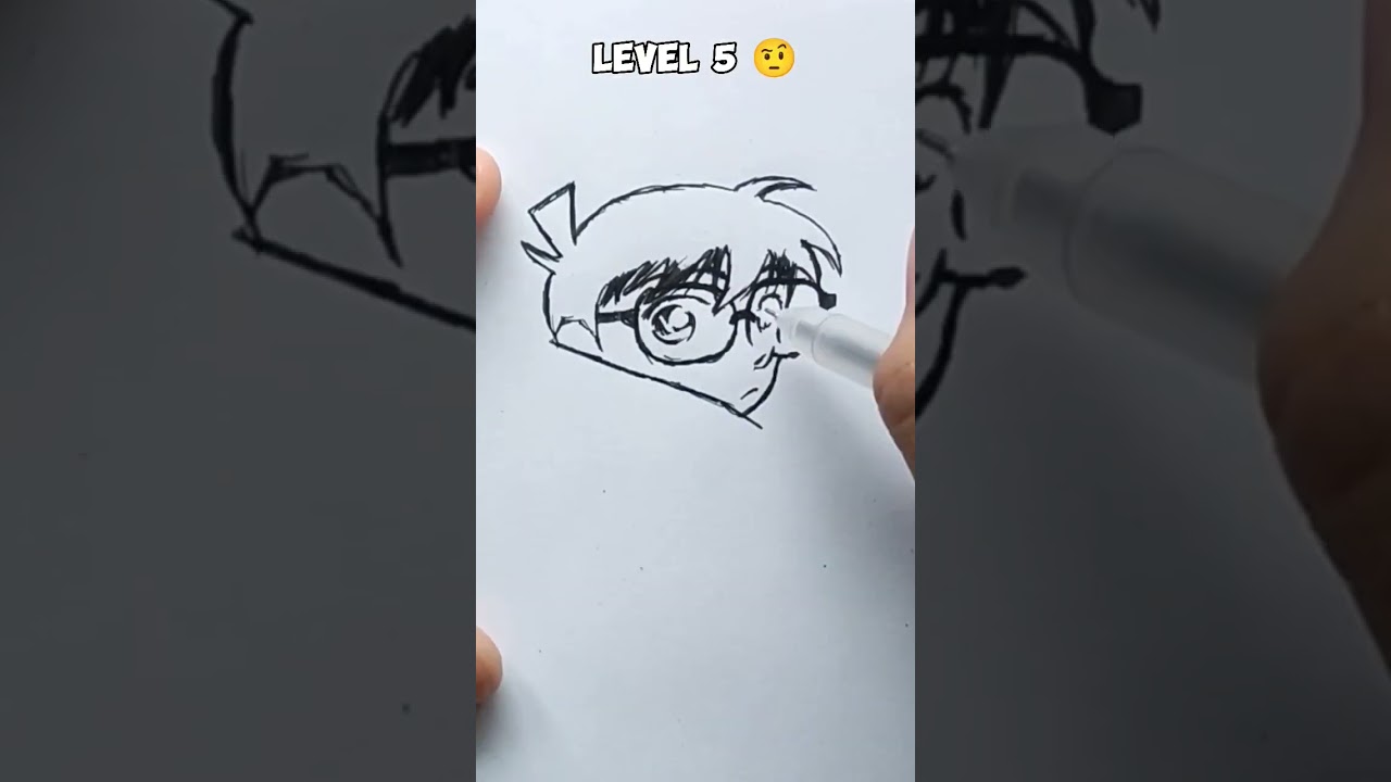 Drawing Edogawa Conan in different level #animeedit #anime #animedrawing #ytshorts
