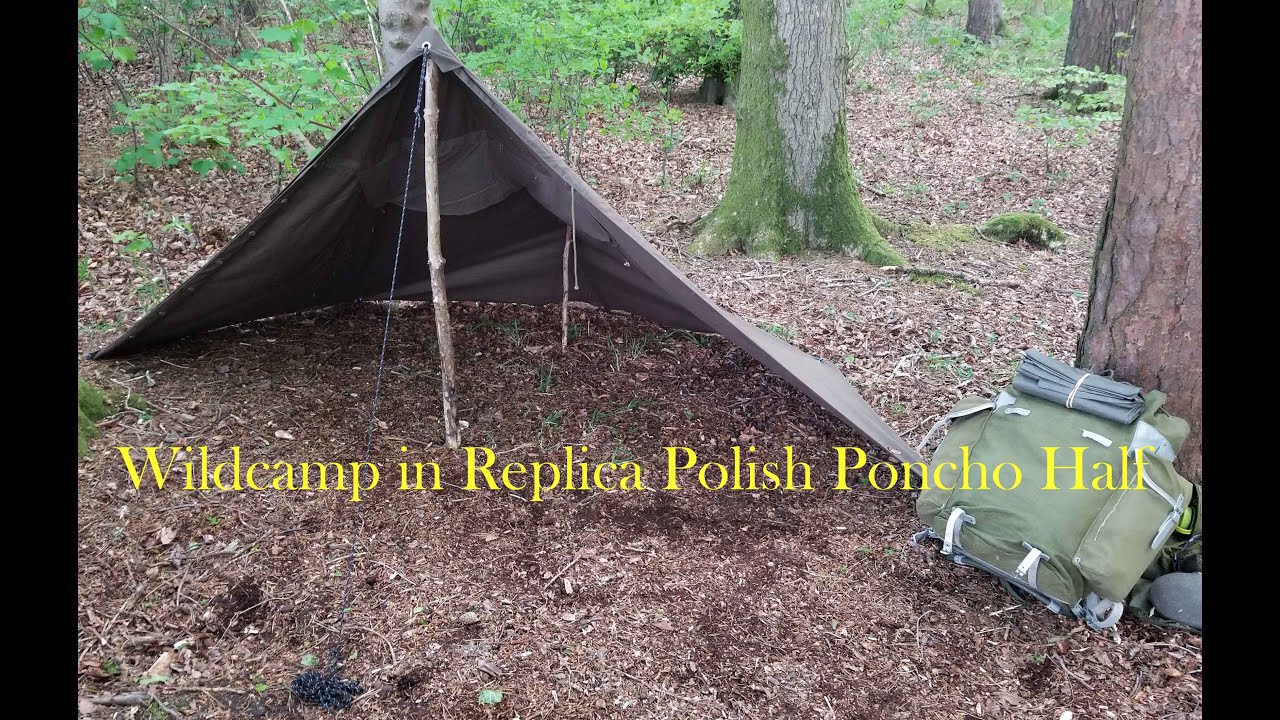 Overnight camp in a replica Polish poncho (Lavvu)