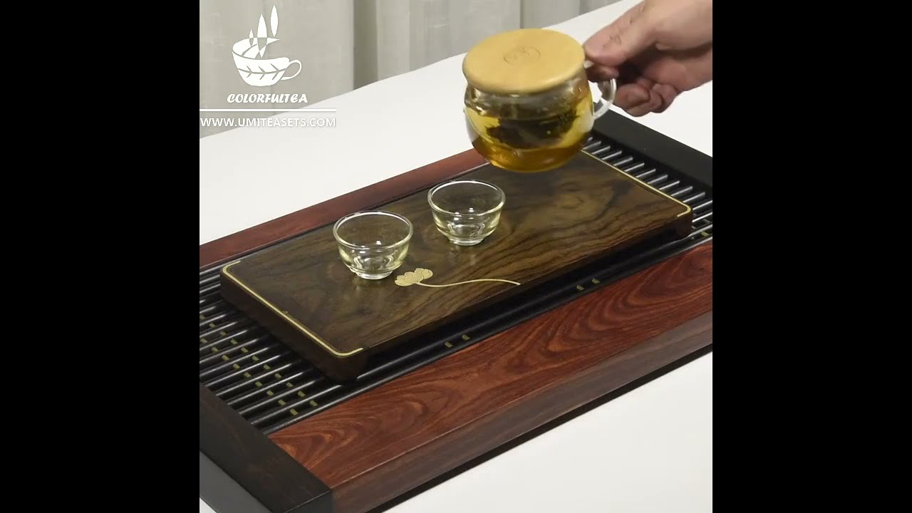 Ebony Small Tea Tray With Silver Lotus