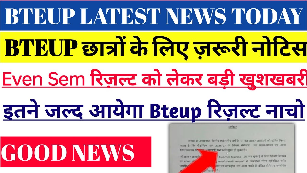 Bteup Even Semester Result 2026/Bteup June Result 2026/Bteup Latest News Today 