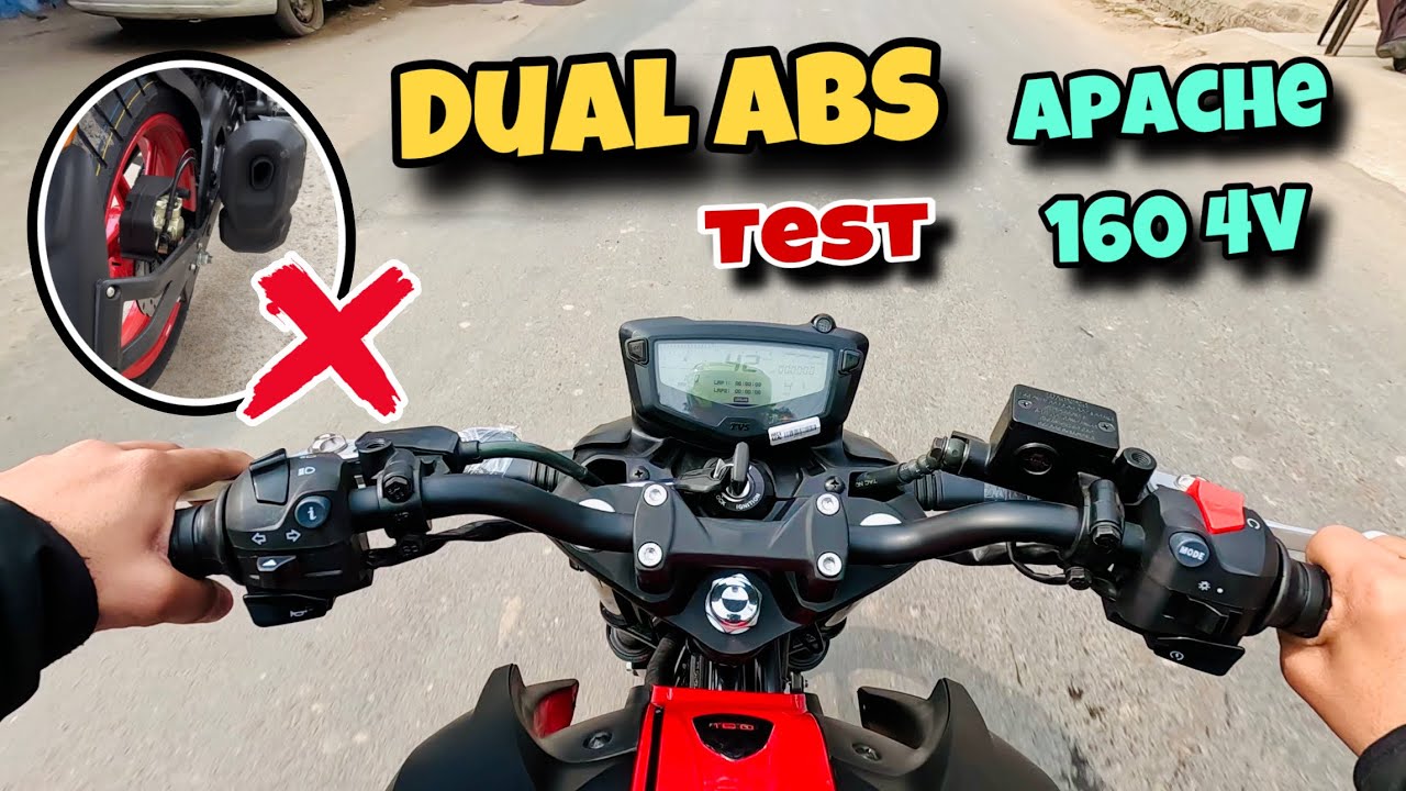New TVS Apache 160 4V Dual Channel ABS Brake Test 🔥 First Ride || apache 160 4v bs6