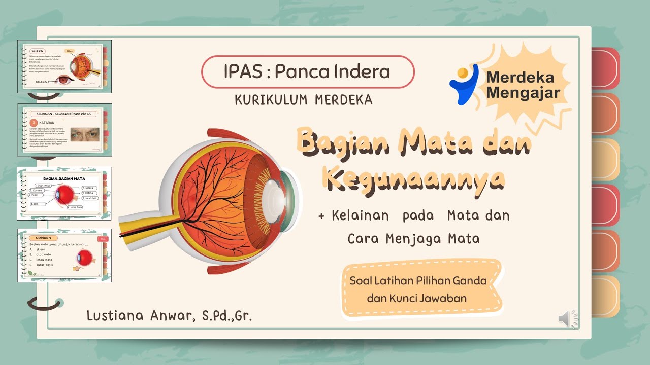 IPAS : Panca Indera, Sub Bab : Mengenal Bagian - Bagian Mata dan Kegunaannya. Kelas 4 KurMed
