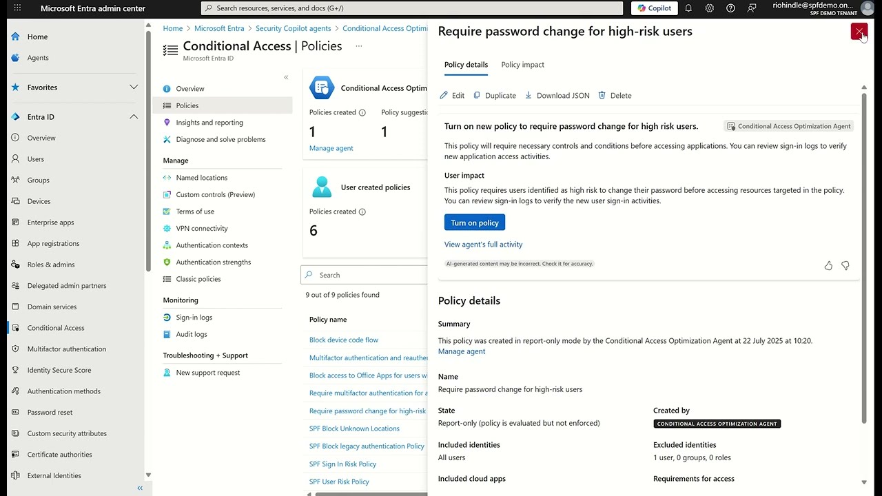 Microsoft Entra Conditional Access optimization agent