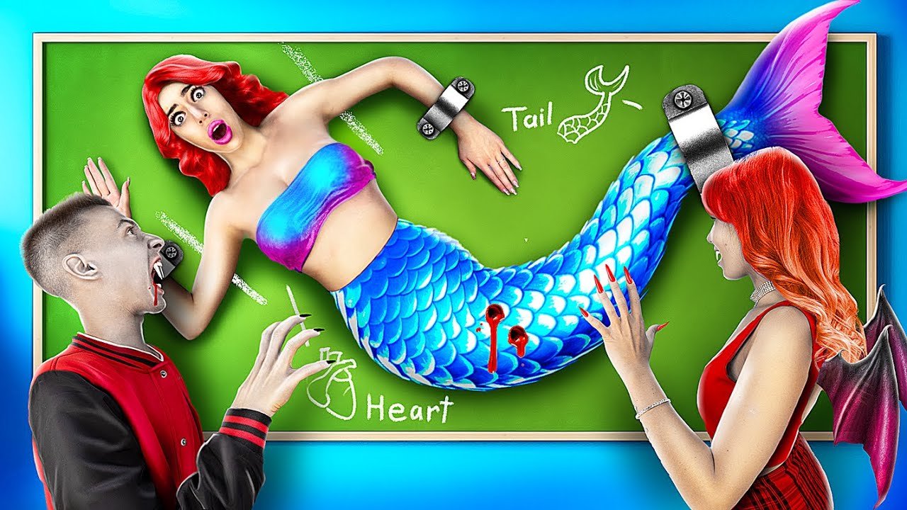Rich Vampire Vs Broke Mermaid at Vampire School! My New Crush is a Vampire