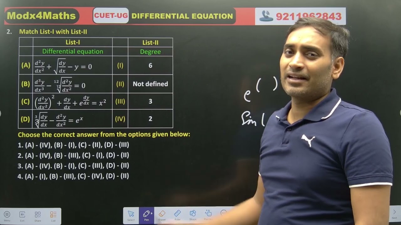 CUET UG 2026 | Differential Equation PYQs 2025 Solved | Detailed Solutions 🔥
