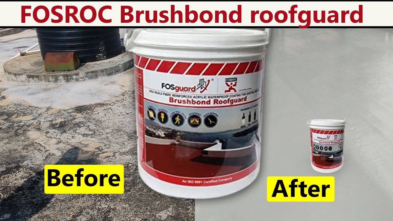 Fosroc Brushbond Roofguard with 45GSM Fiber Glass Mesh | Waterproofing with Roofguard | S.V Projects