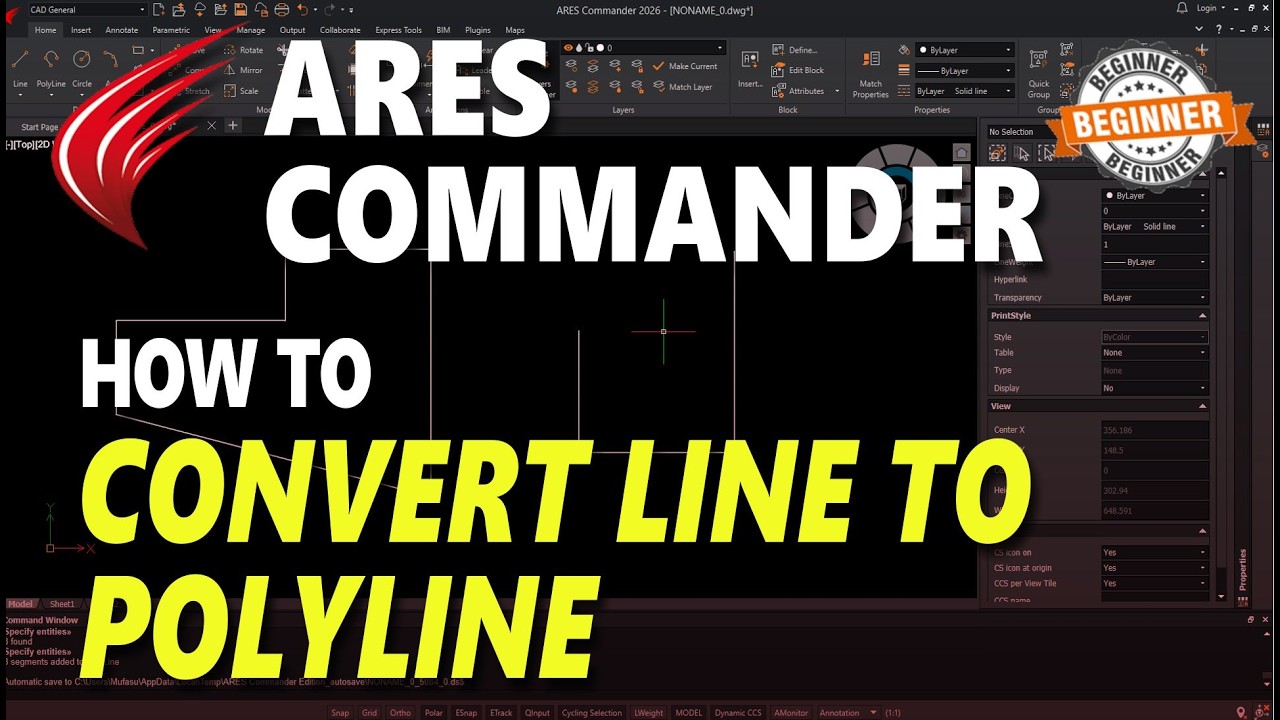 Как преобразовать линию в ломаную в Ares Commander