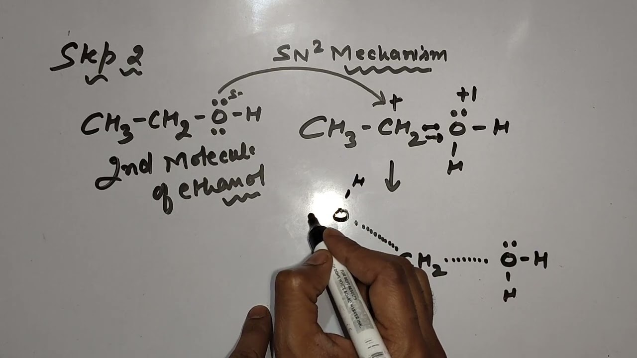 Dehydration of 1 degree alcohol at 413k temp. To produce ether with Mechanism 
